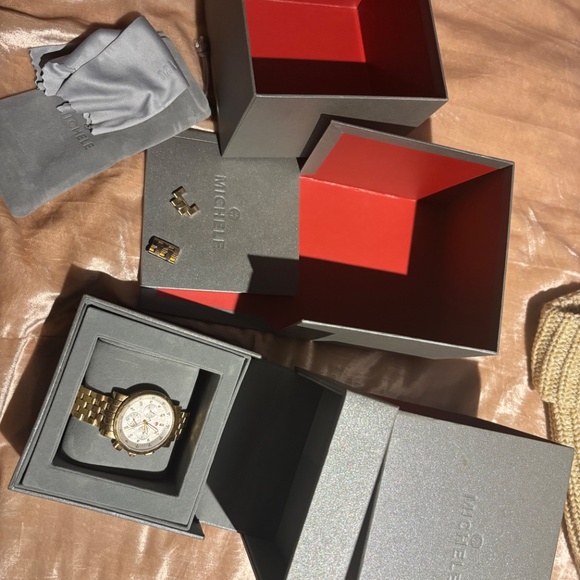 MICHELE SPORT SAIL 18 GOLD DIAMOND DIAL - Picture 2 of 2